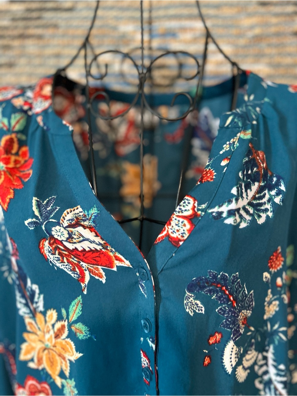 SOHO Teal Floral Tunic Top - Picture 2 of 11